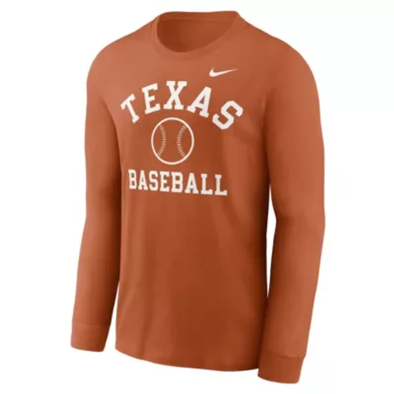 NCAA Nike Texas Longhorns Essential Baseball Arch Long Sleeve T-Shirt