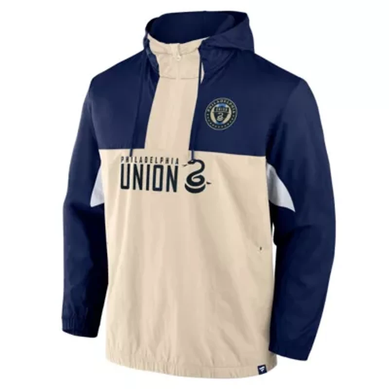 MLS Fanatics Philadelphia Union Free Kick Woven Quarter-Zip Hoodie Jacket