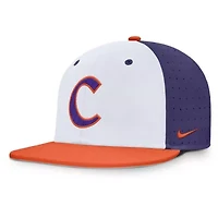 NCAA Nike White/Purple Clemson Tigers On-Field Dugout True Performance Fitted Hat