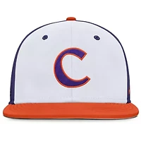 NCAA Nike White/Purple Clemson Tigers On-Field Dugout True Performance Fitted Hat