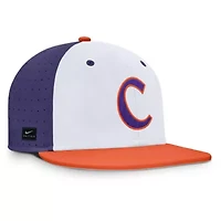 NCAA Nike White/Purple Clemson Tigers On-Field Dugout True Performance Fitted Hat