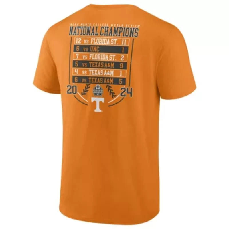 NCAA Fanatics Tennessee Volunteers 2024 Baseball World Series s Schedule T-Shirt