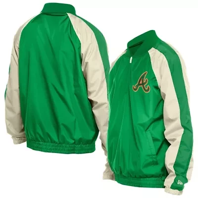 MLB Kelly Atlanta Braves St. Patrick's Day Ripstop Raglan Quarter-Zip Windbreaker