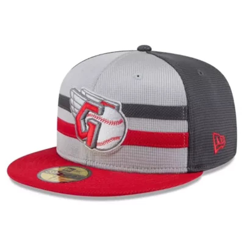 MLB Gray/Red Cleveland Guardians 2025 Batting Practice 59FIFTY Fitted Hat