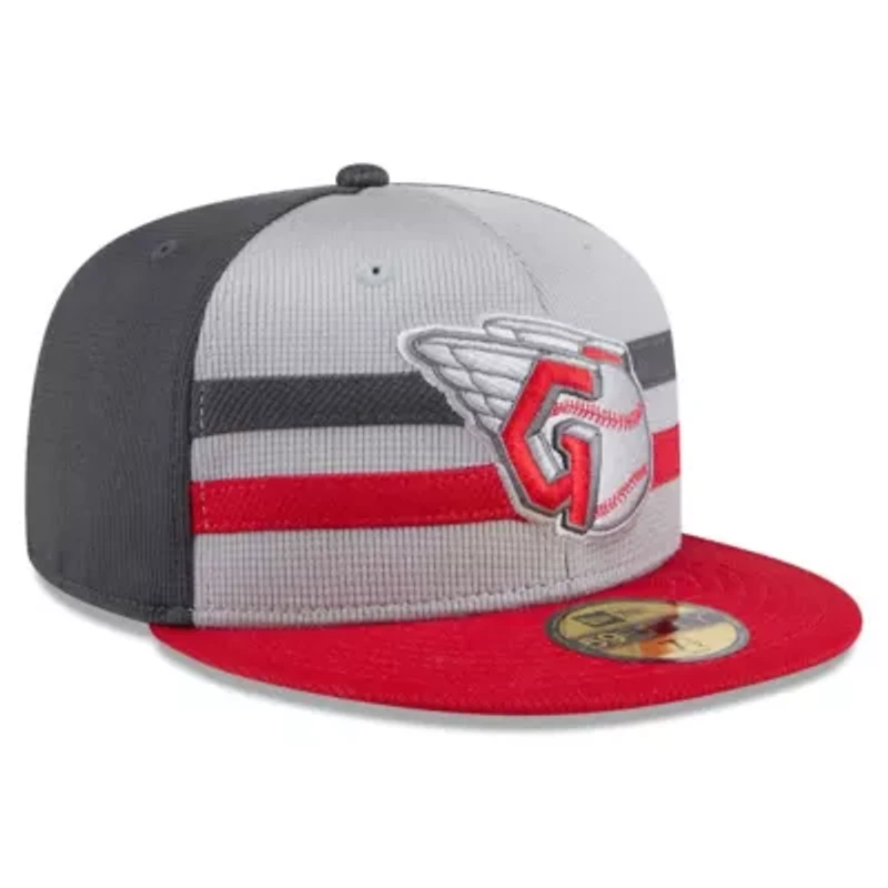 MLB Gray/Red Cleveland Guardians 2025 Batting Practice 59FIFTY Fitted Hat