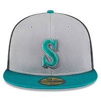 MLB Gray/Aqua Seattle Mariners 2025 Batting Practice 59FIFTY Fitted Hat