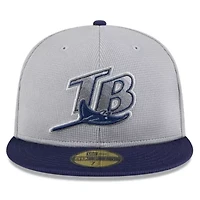 MLB Gray/Navy Tampa Bay Rays 2025 Batting Practice 59FIFTY Fitted Hat