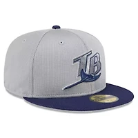 MLB Gray/Navy Tampa Bay Rays 2025 Batting Practice 59FIFTY Fitted Hat