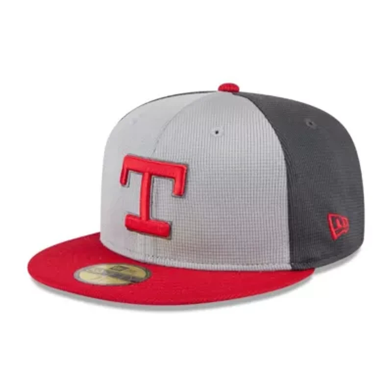 MLB Gray/Red Texas Rangers 2025 Batting Practice 59FIFTY Fitted Hat