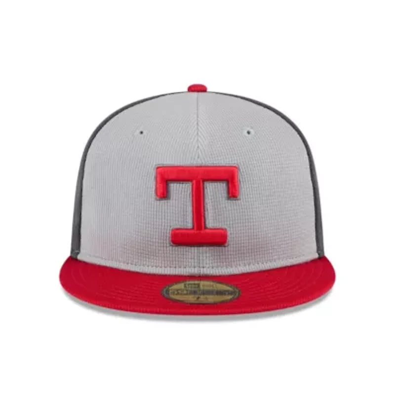 MLB Gray/Red Texas Rangers 2025 Batting Practice 59FIFTY Fitted Hat
