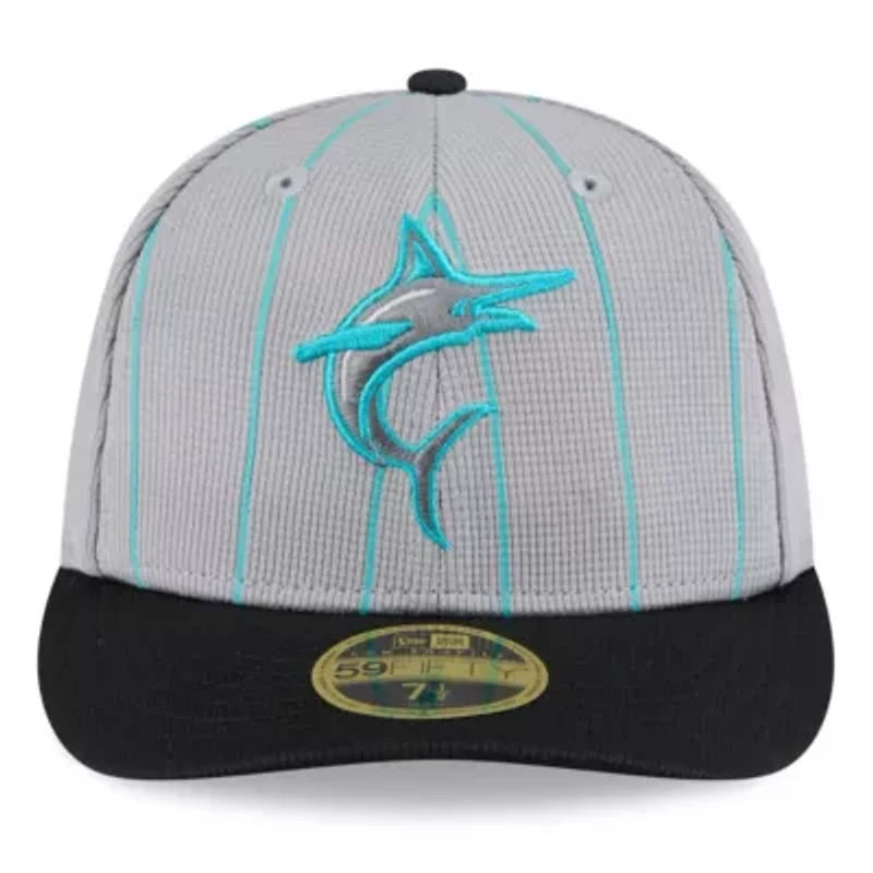 MLB Gray/Black Miami Marlins 2025 Batting Practice Low 59FIFTY Fitted Hat