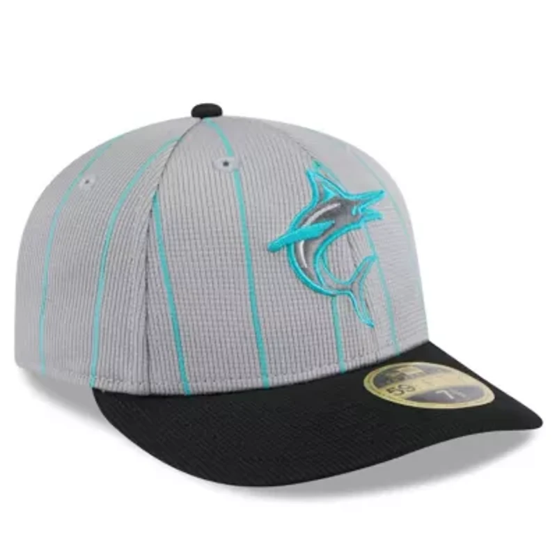 MLB Gray/Black Miami Marlins 2025 Batting Practice Low 59FIFTY Fitted Hat