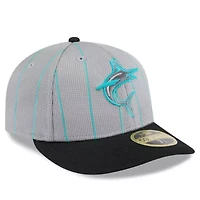 MLB Gray/Black Miami Marlins 2025 Batting Practice Low 59FIFTY Fitted Hat