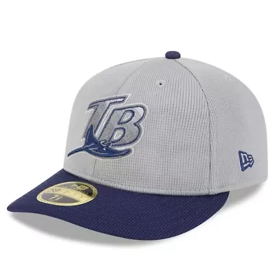 MLB Gray/Navy Tampa Bay Rays 2025 Batting Practice Low 59FIFTY Fitted Hat
