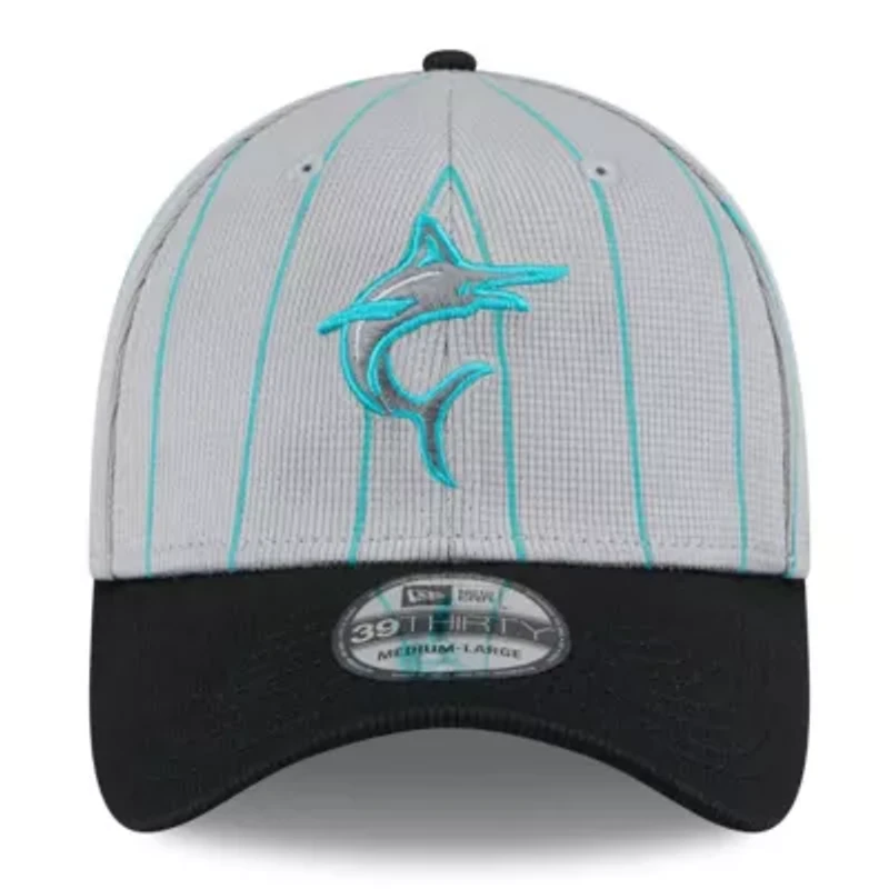 MLB Gray/Black Miami Marlins 2025 Batting Practice 39THIRTY Flex Hat