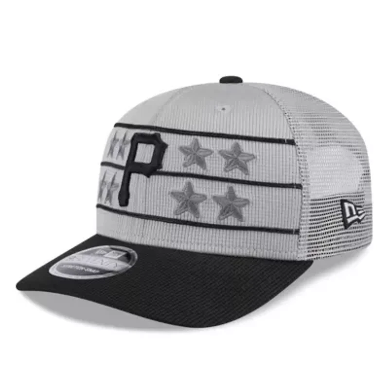 MLB Gray/Black Pittsburgh Pirates 2025 Batting Practice 9SEVENTY Stretch-Snap Trucker Hat