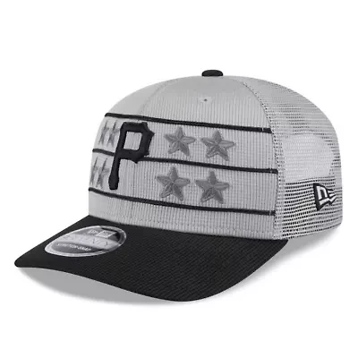 MLB Gray/Black Pittsburgh Pirates 2025 Batting Practice 9SEVENTY Stretch-Snap Trucker Hat