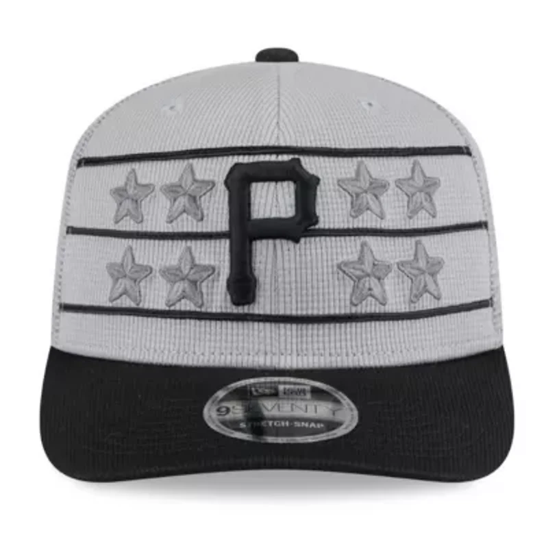MLB Gray/Black Pittsburgh Pirates 2025 Batting Practice 9SEVENTY Stretch-Snap Trucker Hat