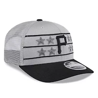 MLB Gray/Black Pittsburgh Pirates 2025 Batting Practice 9SEVENTY Stretch-Snap Trucker Hat