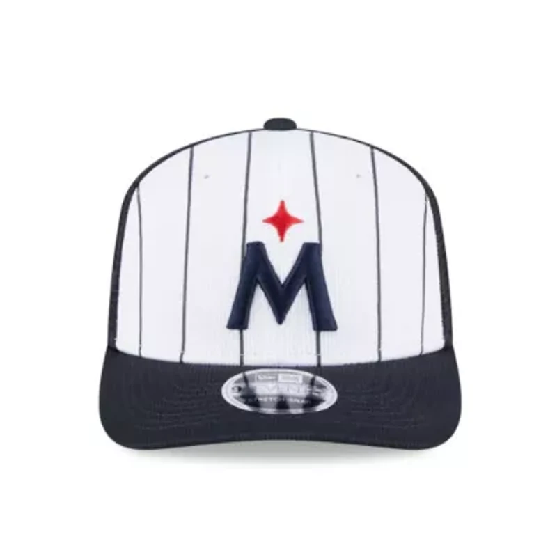 MLB White/Navy Minnesota Twins 2025 Batting Practice 9SEVENTY Stretch-Snap Trucker Hat
