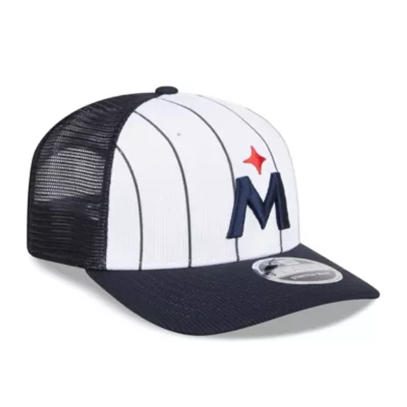 MLB White/Navy Minnesota Twins 2025 Batting Practice 9SEVENTY Stretch-Snap Trucker Hat