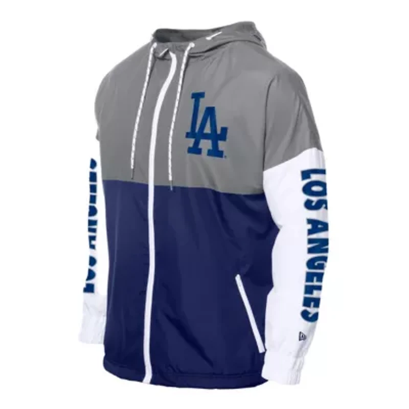 MLB Royal/Gray Los Angeles Dodgers Color Block Full-Zip Hoodie Windbreaker