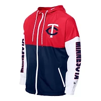 MLB Navy/Red Minnesota Twins Color Block Full-Zip Hoodie Windbreaker