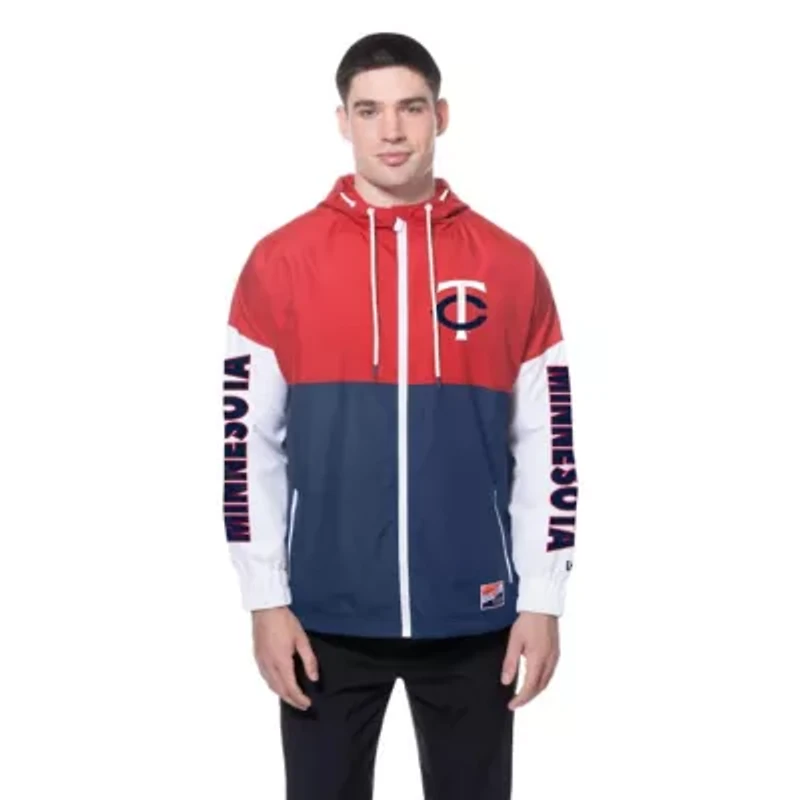 MLB Navy/Red Minnesota Twins Color Block Full-Zip Hoodie Windbreaker