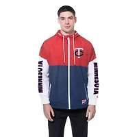MLB Navy/Red Minnesota Twins Color Block Full-Zip Hoodie Windbreaker