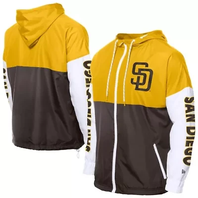 MLB Brown/Gold San Diego Padres Color Block Full-Zip Hoodie Windbreaker
