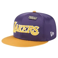 NBA Purple/Gold Los Angeles Lakers Throwback Satin Vintage Pin Two-Tone 59FIFTY Fitted Hat