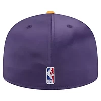 NBA Purple/Gold Los Angeles Lakers Throwback Satin Vintage Pin Two-Tone 59FIFTY Fitted Hat
