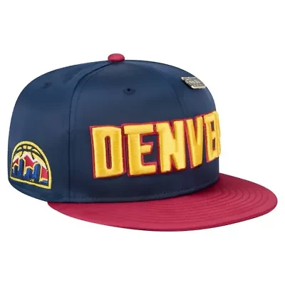 NBA Navy/Red Denver Nuggets Throwback Satin Vintage Pin Two-Tone 59FIFTY Fitted Hat