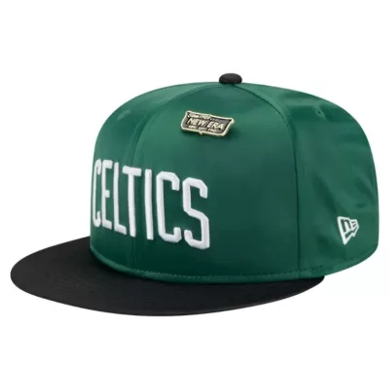 NBA Kelly Green/Black Boston Celtics Throwback Satin Vintage Pin Two-Tone 59FIFTY Fitted Hat