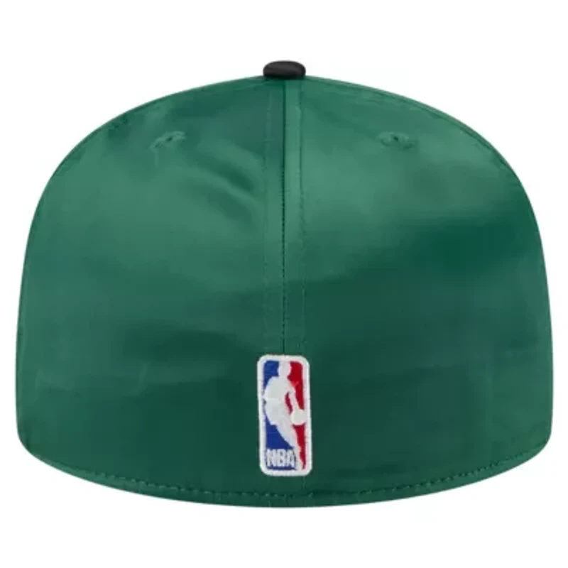 NBA Kelly Green/Black Boston Celtics Throwback Satin Vintage Pin Two-Tone 59FIFTY Fitted Hat