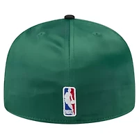 NBA Kelly Green/Black Boston Celtics Throwback Satin Vintage Pin Two-Tone 59FIFTY Fitted Hat
