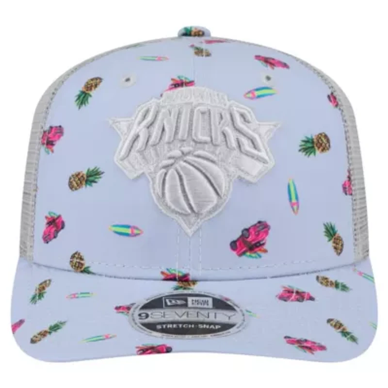 NBA Light Blue/Gray New York Knicks Adventure Aloha Pattern 9SEVENTY Stretch-Snap Hat