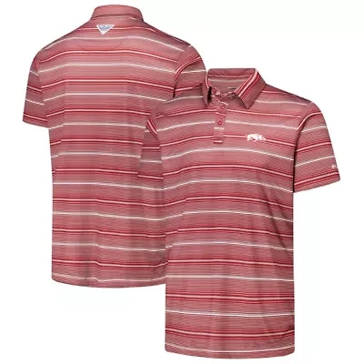 NCAA Arkansas Razorbacks PFG Super Terminal Tackle™ Omni-Shade™ Stripe Polo