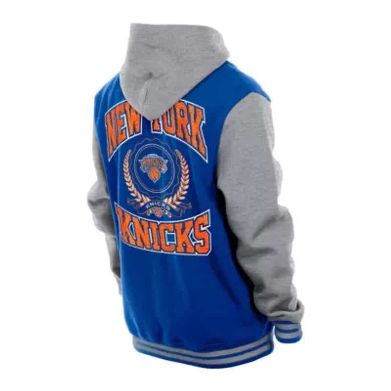NBA New York Knicks Throwback Prep Chenille Full-Snap Hooded Varsity Jacket