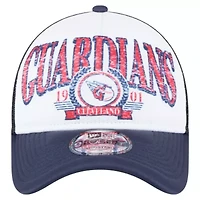 MLB White/Navy Cleveland Guardians Distressed 9FORTY A-Frame Adjustable Trucker Hat