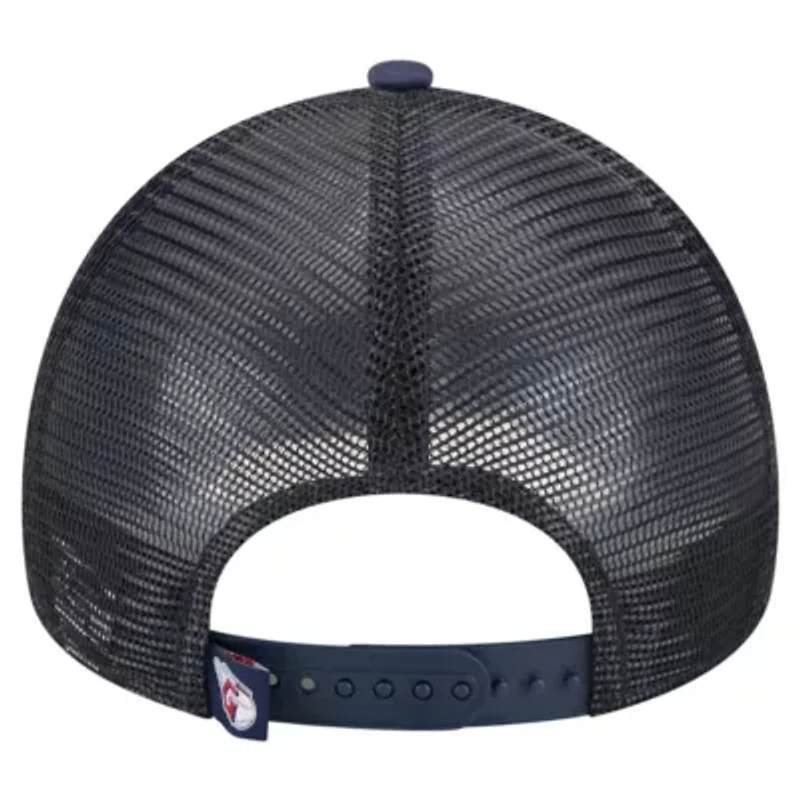 MLB White/Navy Cleveland Guardians Distressed 9FORTY A-Frame Adjustable Trucker Hat