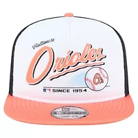 MLB White/Orange Baltimore Orioles Retro Script Trucker 9FIFTY Snapback Hat