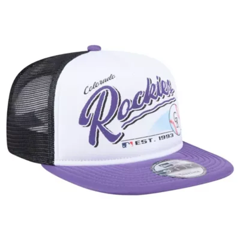 MLB White/Purple Colorado Rockies Retro Script Trucker 9FIFTY Snapback Hat