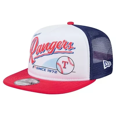 MLB White/Red Texas Rangers Retro Script Trucker 9FIFTY Snapback Hat