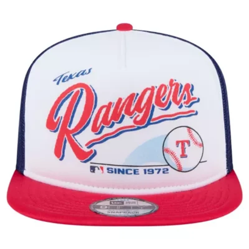 MLB White/Red Texas Rangers Retro Script Trucker 9FIFTY Snapback Hat