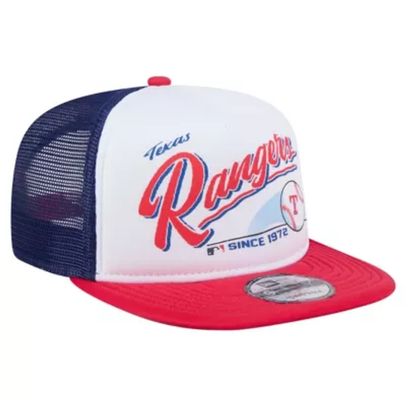 MLB White/Red Texas Rangers Retro Script Trucker 9FIFTY Snapback Hat