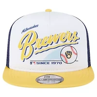 MLB White/Gold Milwaukee Brewers Retro Script Trucker 9FIFTY Snapback Hat