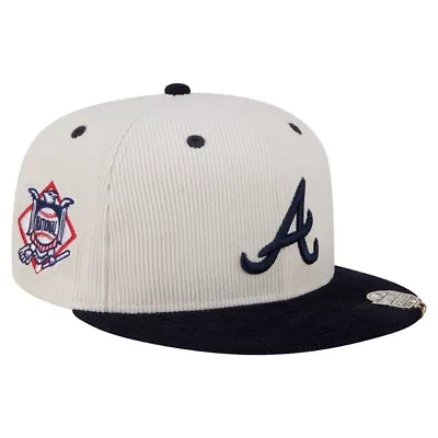 MLB Cream/Navy Atlanta Braves Two-Tone Corduroy 59FIFTY Fitted Hat
