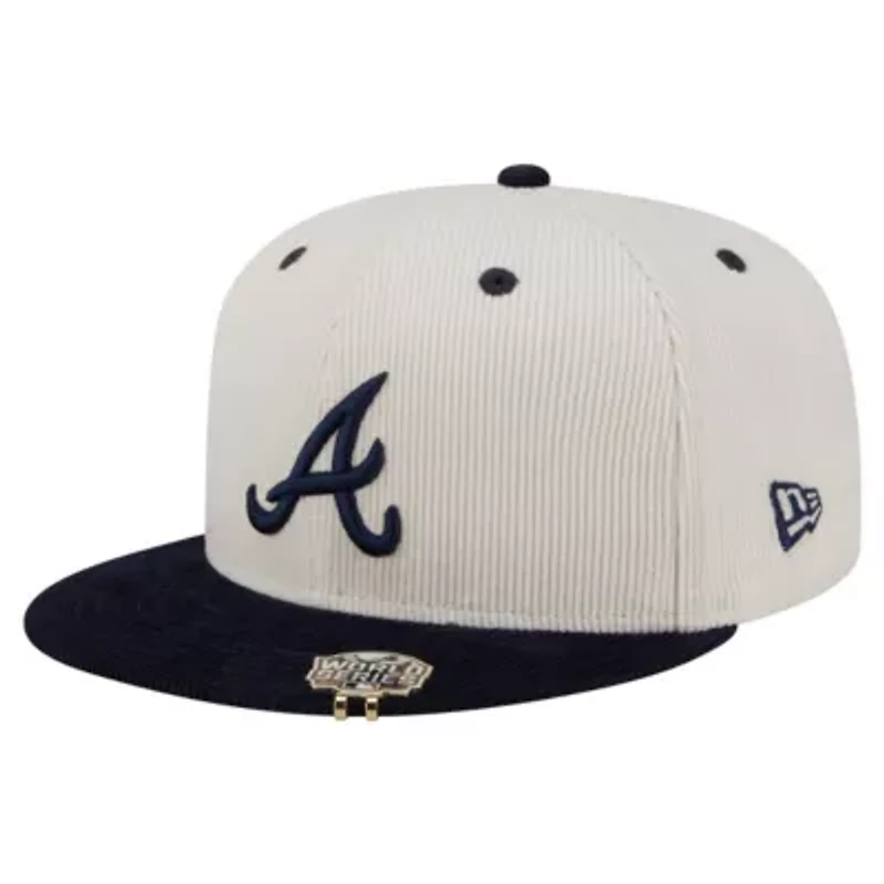 MLB Cream/Navy Atlanta Braves Two-Tone Corduroy 59FIFTY Fitted Hat