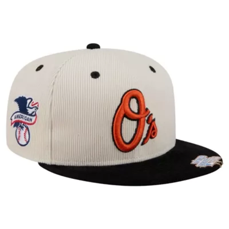 MLB Cream/Black Baltimore Orioles Two-Tone Corduroy 59FIFTY Fitted Hat